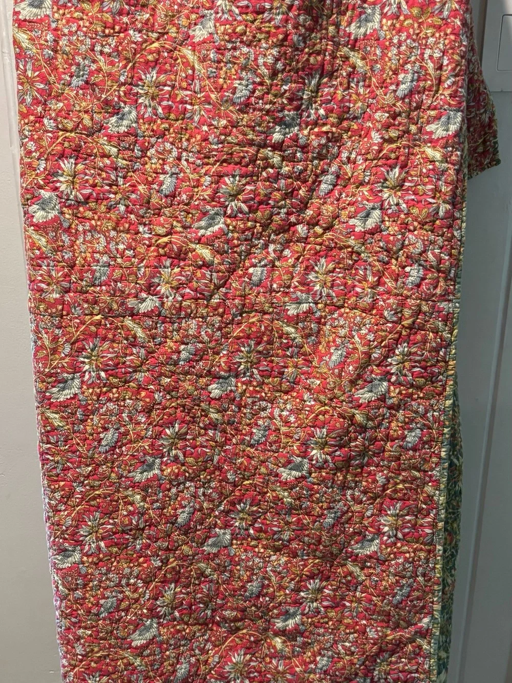 Pottery Barn Reversible Floral Throw Quilt